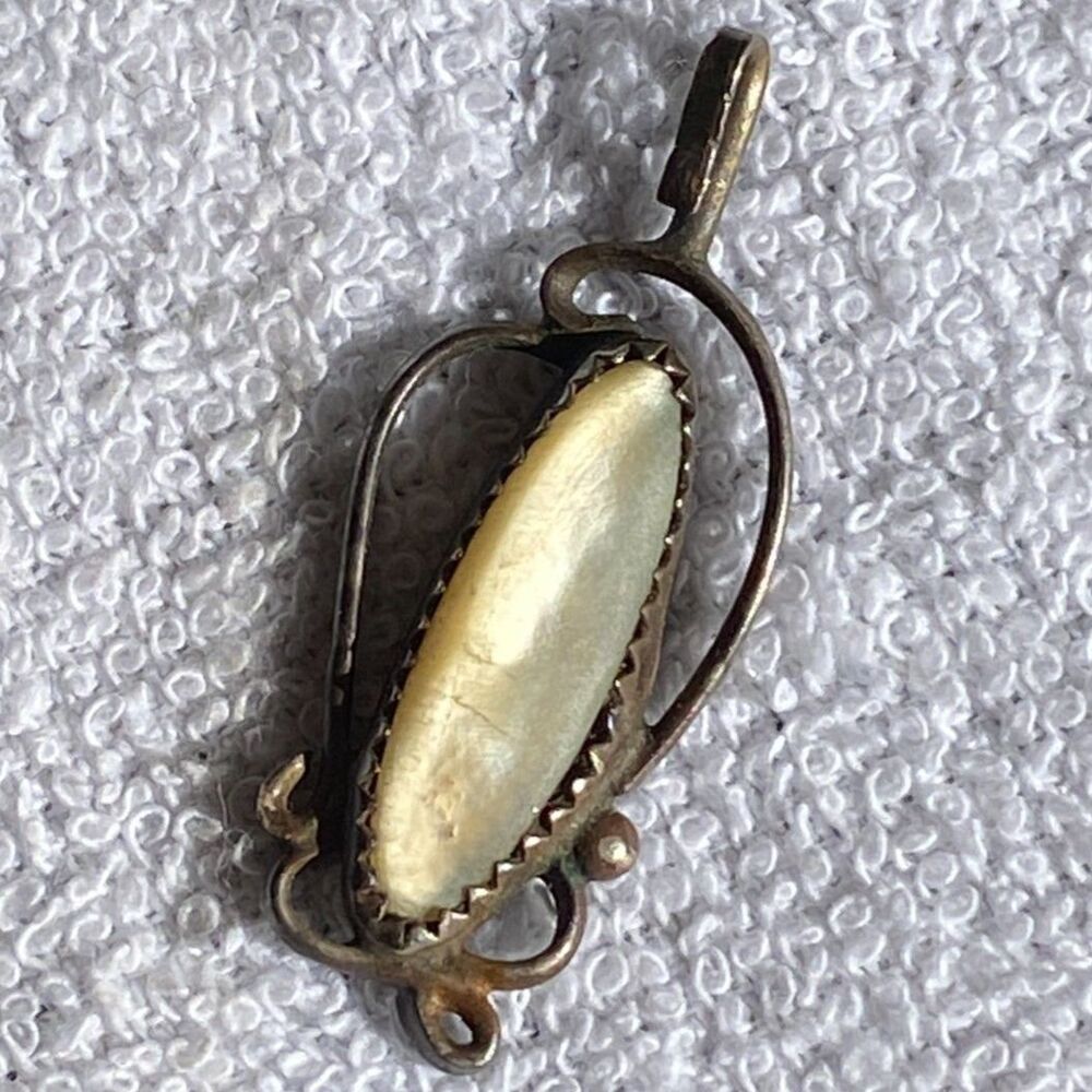 Boho Western Fairycore Vintage Mother of Pearl Sterling Silver Pendent